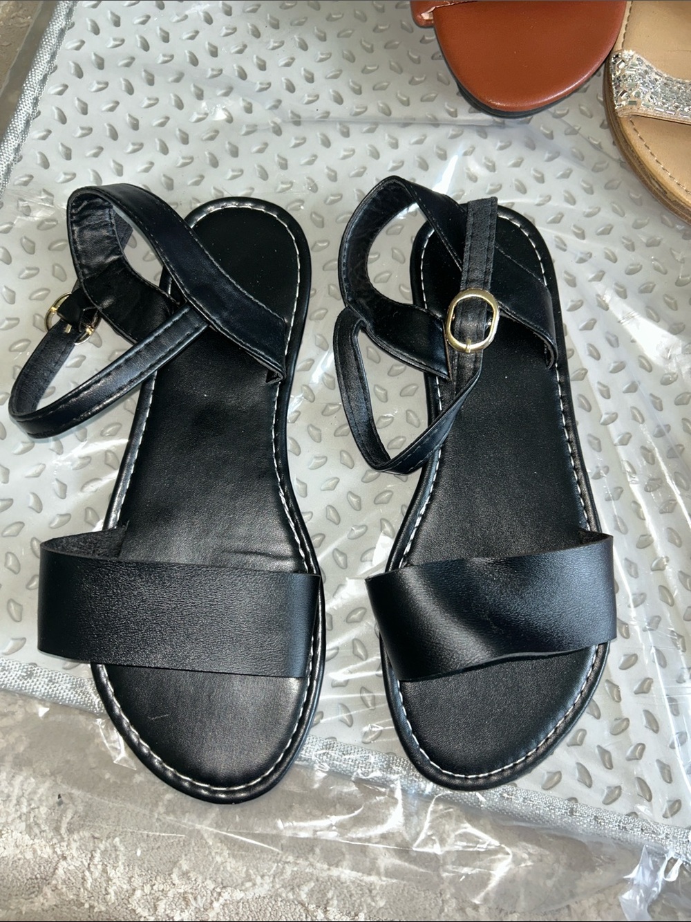 Women’s Black Ankle Strap Flat Sandals